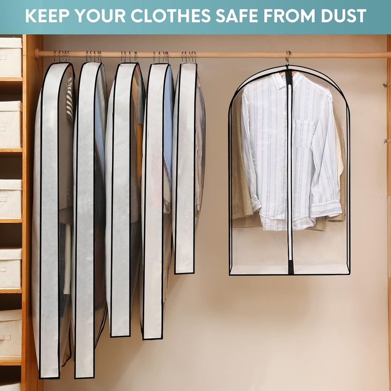 Perber 40" Clear Garment Bags for Hanging Clothes, 4" Gusseted Suit Bags for Closet Storage, Hanging Clothes Storage Suit Cover Bags with Zipper for Coats, Jackets, Shirts, 4 Packs - Image 4
